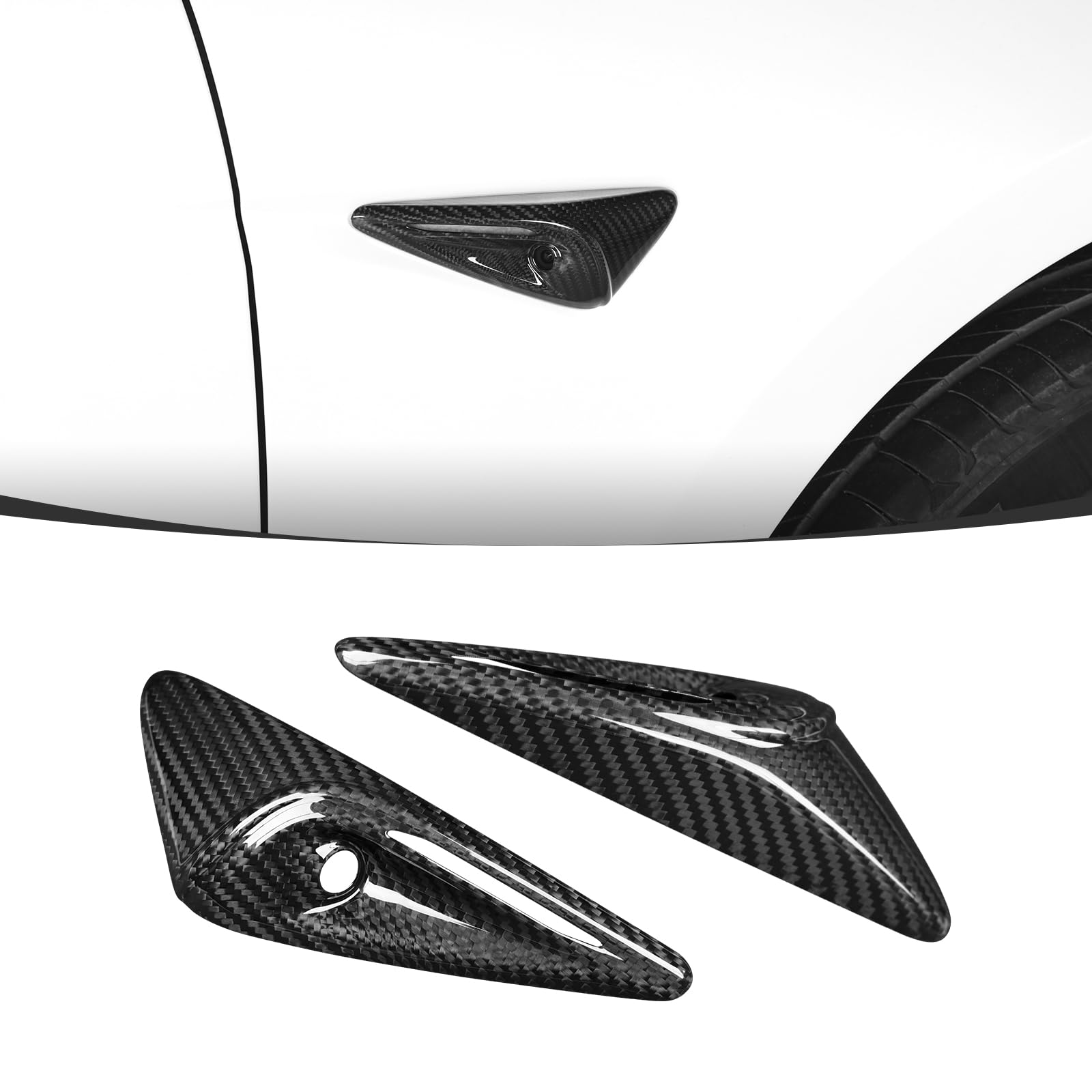 Teslula Carbon Side Camera Covers for Tesla Model3/Y-Carbon fiber Mods