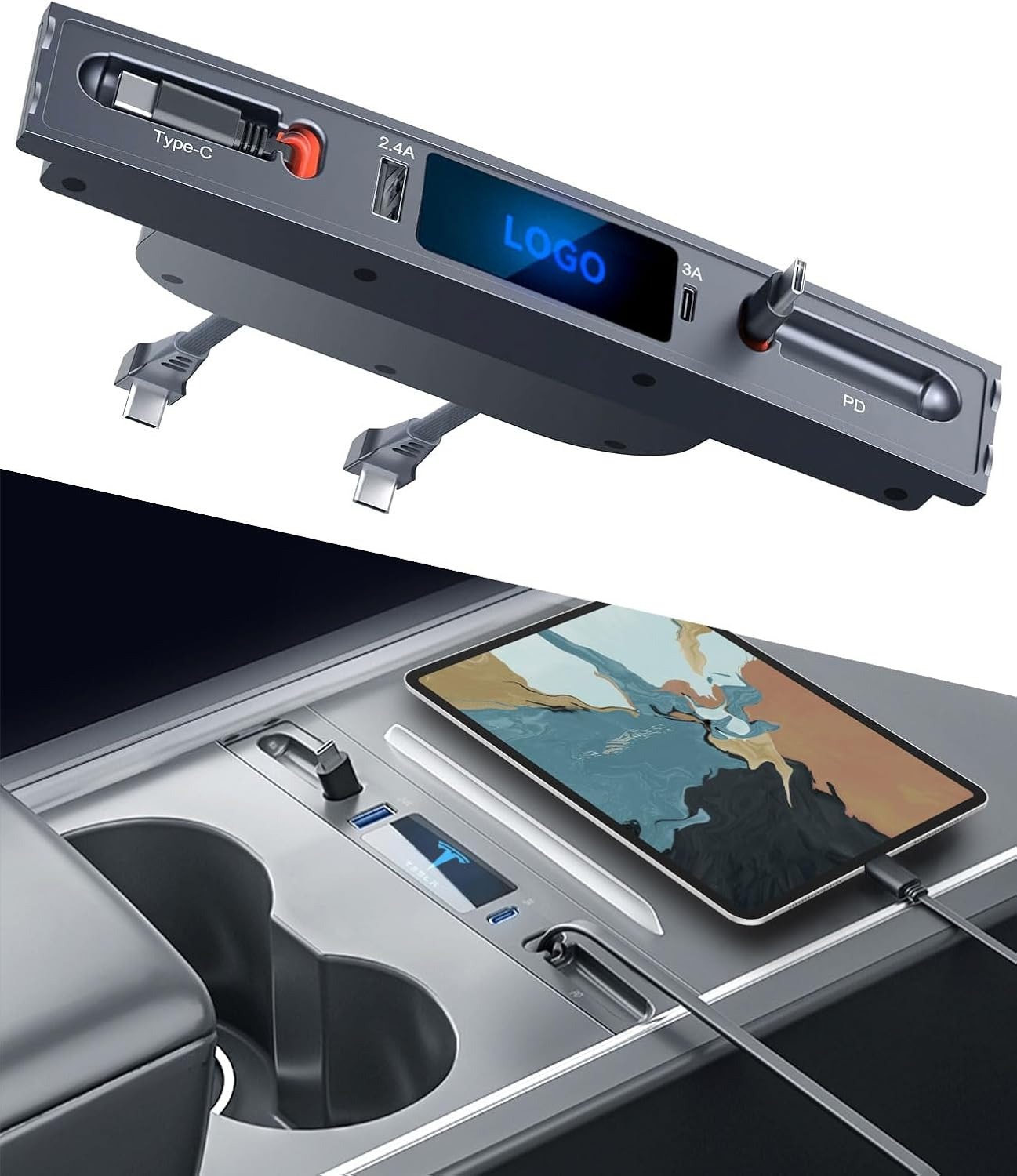 Teslula USB Hub Docking Station of Center Console Smart Sensor For Tesla Model3/Y