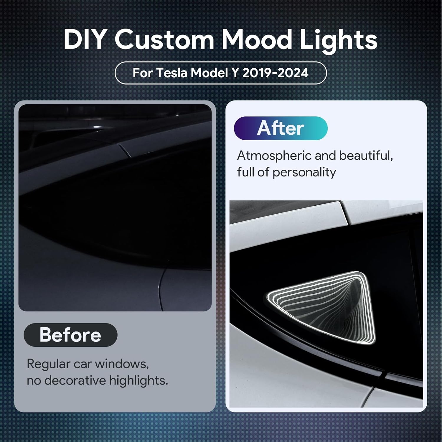 Teslula | Triangle Window Ambient Light for Tesla Model Y & New Model 3