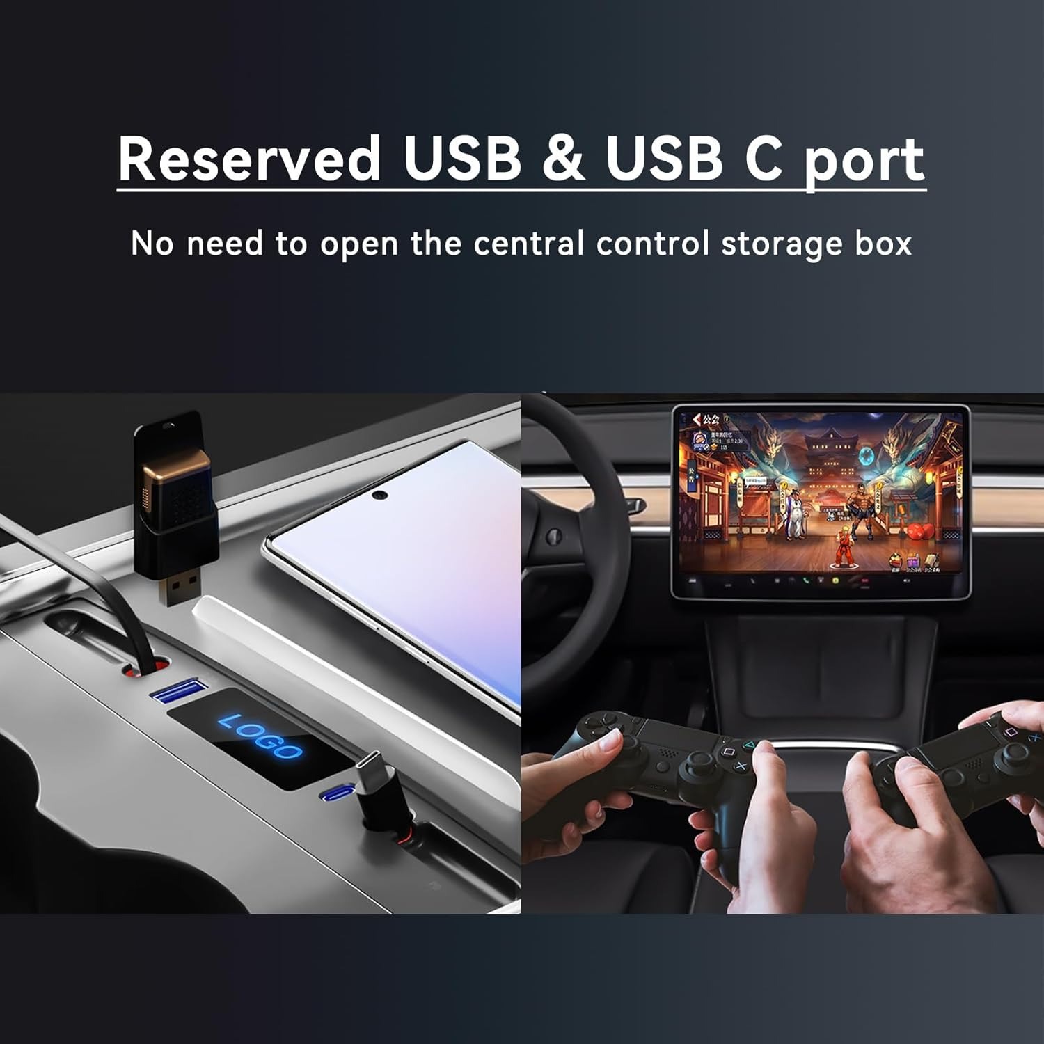 Teslula USB Hub Docking Station of Center Console Smart Sensor For Tesla Model3/Y