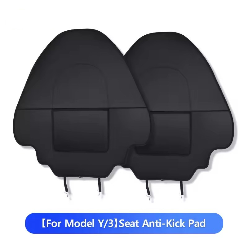 Teslula Tesla Accessories - Seat Back Kick Protectors for Kids, Waterproof Leather Kick Mats for Model Y, X, S, 3 (2PCS)