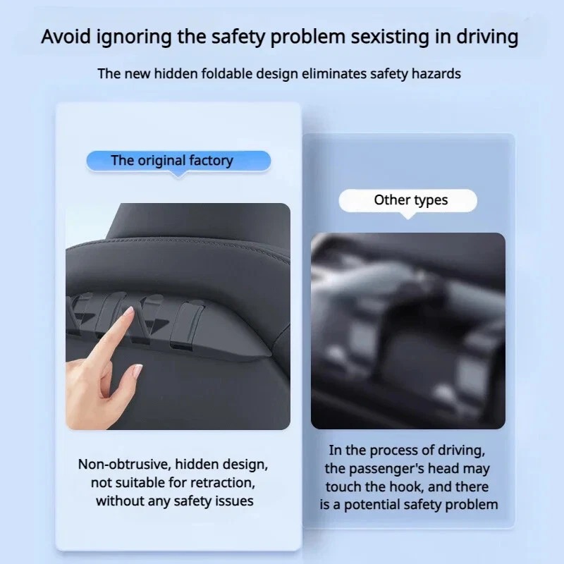 Tesla Model 3/Y Foldable Seat Hooks | 4-in-1 Bag Holder & Organizer