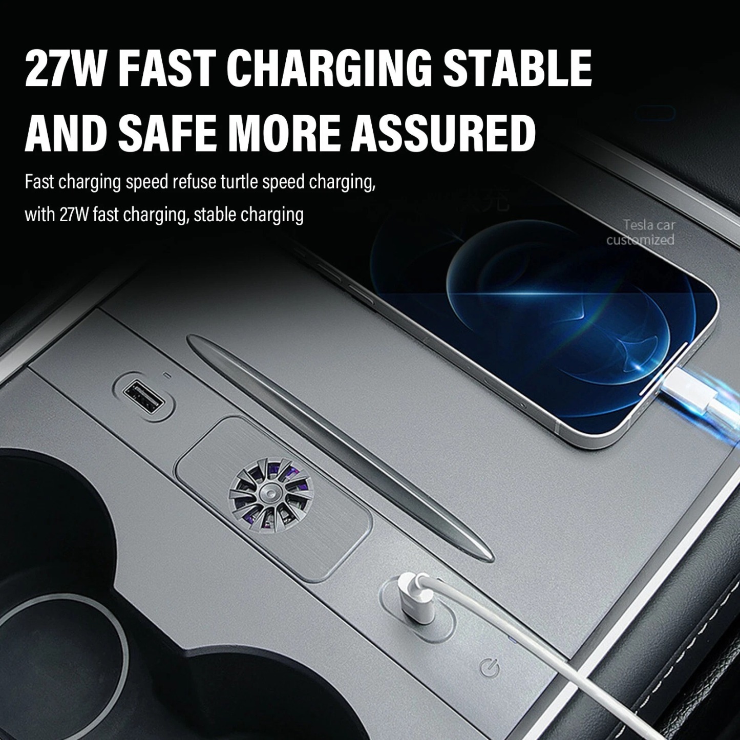 Teslula USB Hub for Tesla Model 3/Y,  Fast Charging Dock with Aromatherapy Diffuser