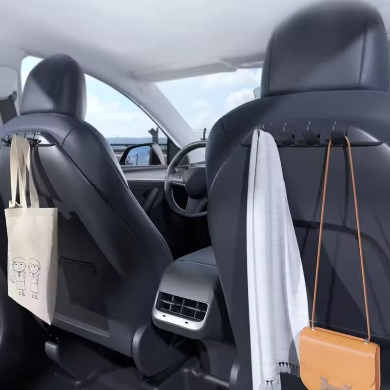 Tesla Model 3/Y Foldable Seat Hooks | 4-in-1 Bag Holder & Organizer