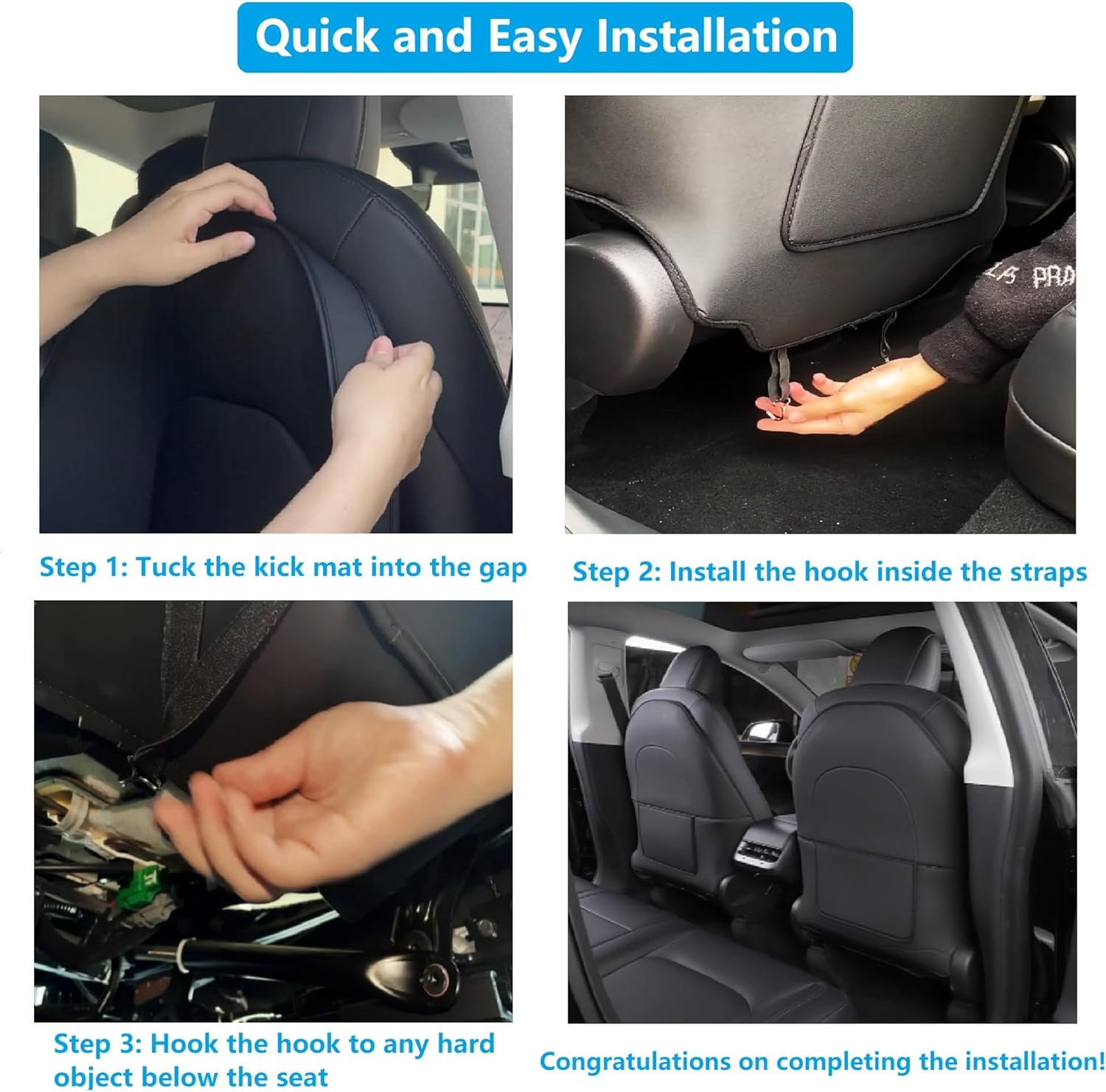 Tesla Seat Back Protectors - Waterproof Kick Mats for Model Y/X/S/3