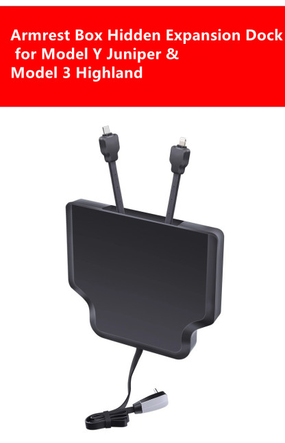 Teslula Armrest Box Hidden Expansion Dock for Model Y Juniper & Model 3 Highland