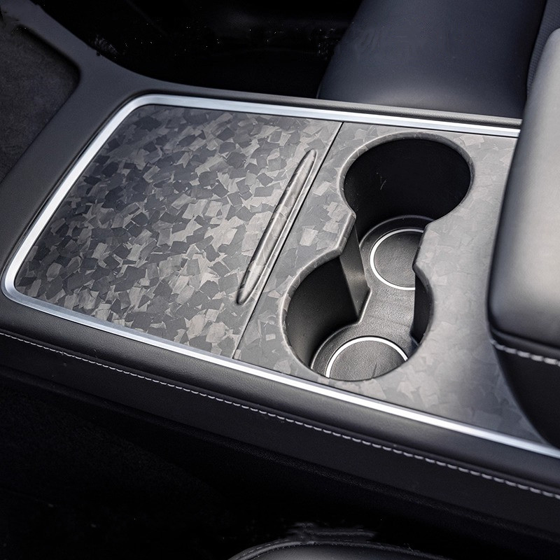 Teslula Real Carbon Console Wrap for Tesla Model 3/Y-Fingerprint Proof