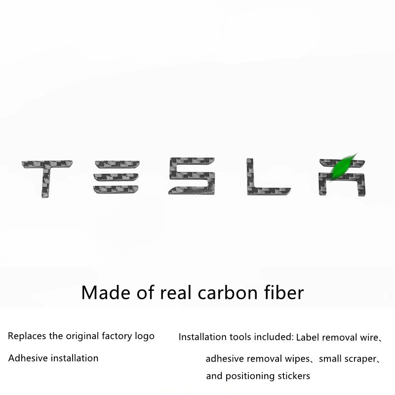 Teslula Carbon Fiber Emblem Set for Tesla Model 3/Y-Front & Rear Badge