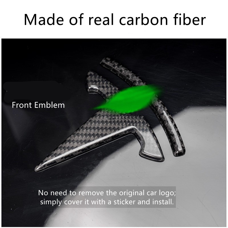 Teslula Carbon Fiber Emblem Set for Tesla Model 3/Y-Front & Rear Badge