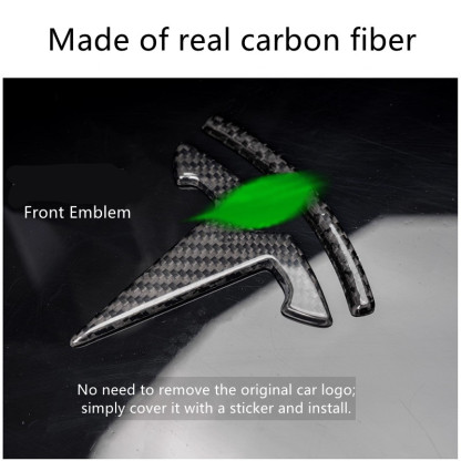 Teslula Carbon Fiber Emblem Set for Tesla Model 3/Y-Front & Rear Badge