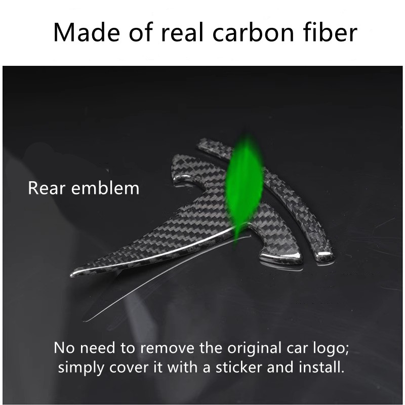 Teslula Carbon Fiber Emblem Set for Tesla Model 3/Y-Front & Rear Badge