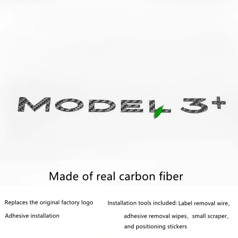 Teslula Carbon Fiber Emblem Set for Tesla Model 3/Y-Front & Rear Badge