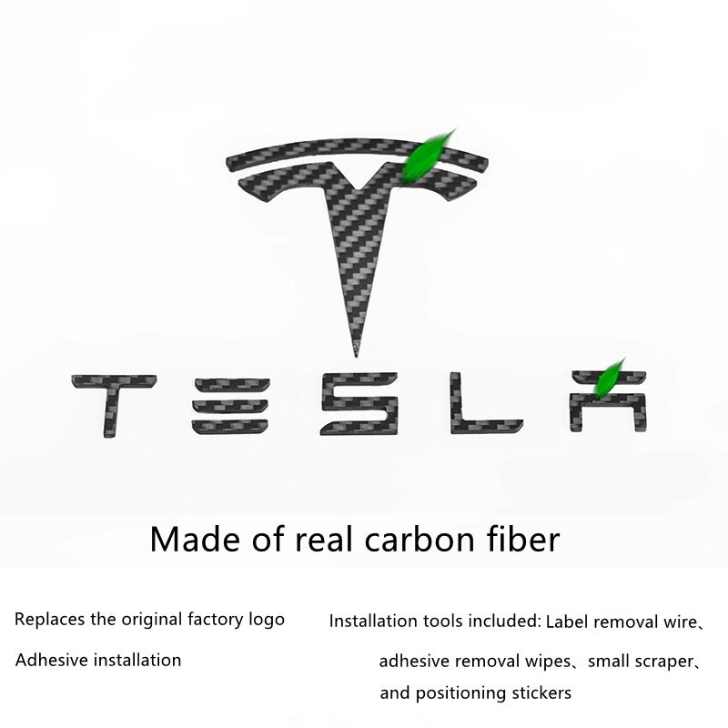 Teslula Carbon Fiber Emblem Set for Tesla Model 3/Y-Front & Rear Badge