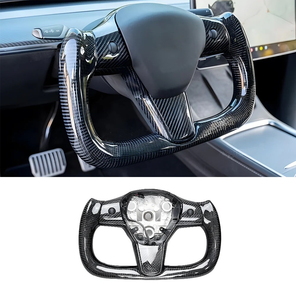 Teslula Carbon Yoke Steering Wheel for Tesla Model 3/Y - Carbon Fiber Mods