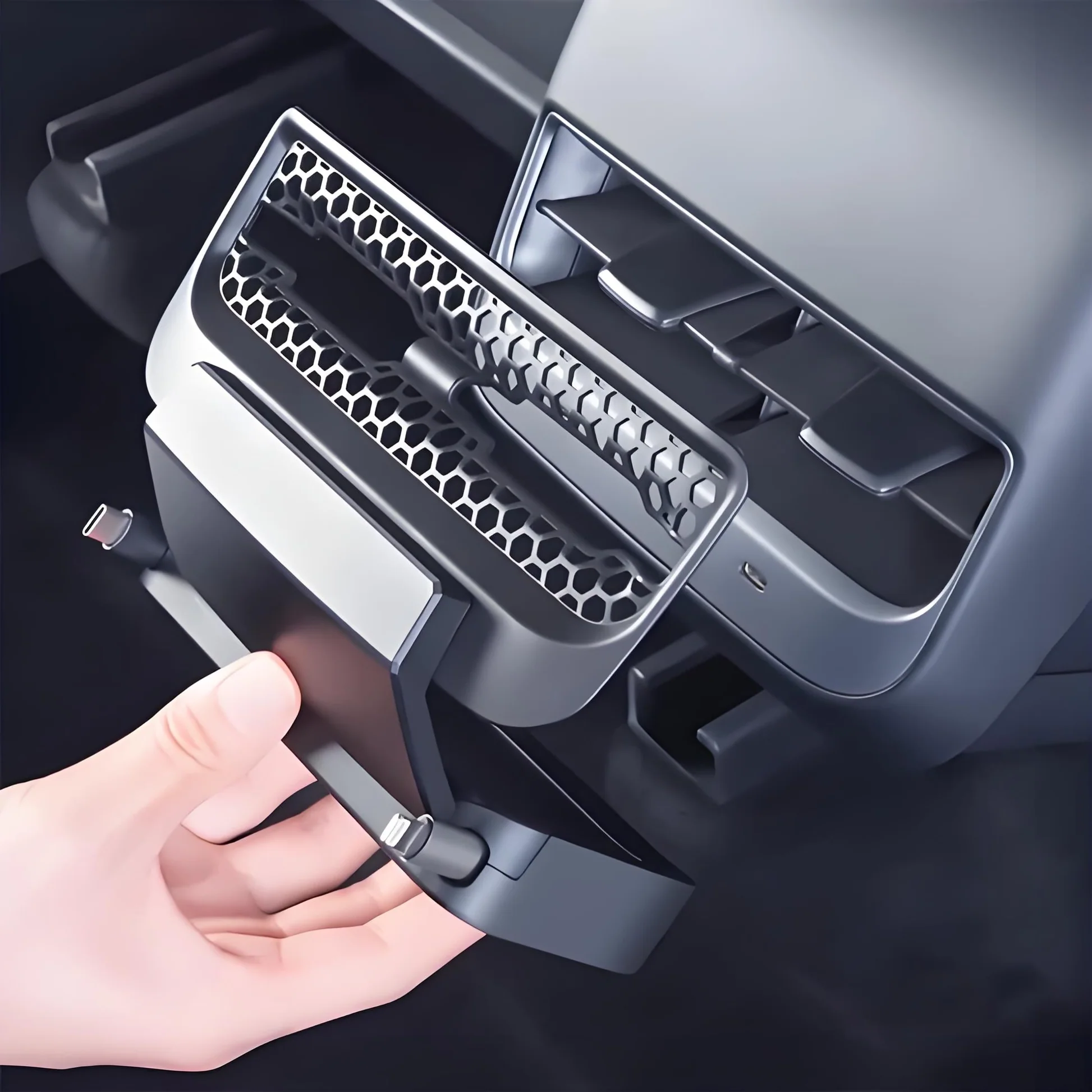 Teslula Rear Central Control Air Outlet Expansion Dock for Tesla Model 3/Y