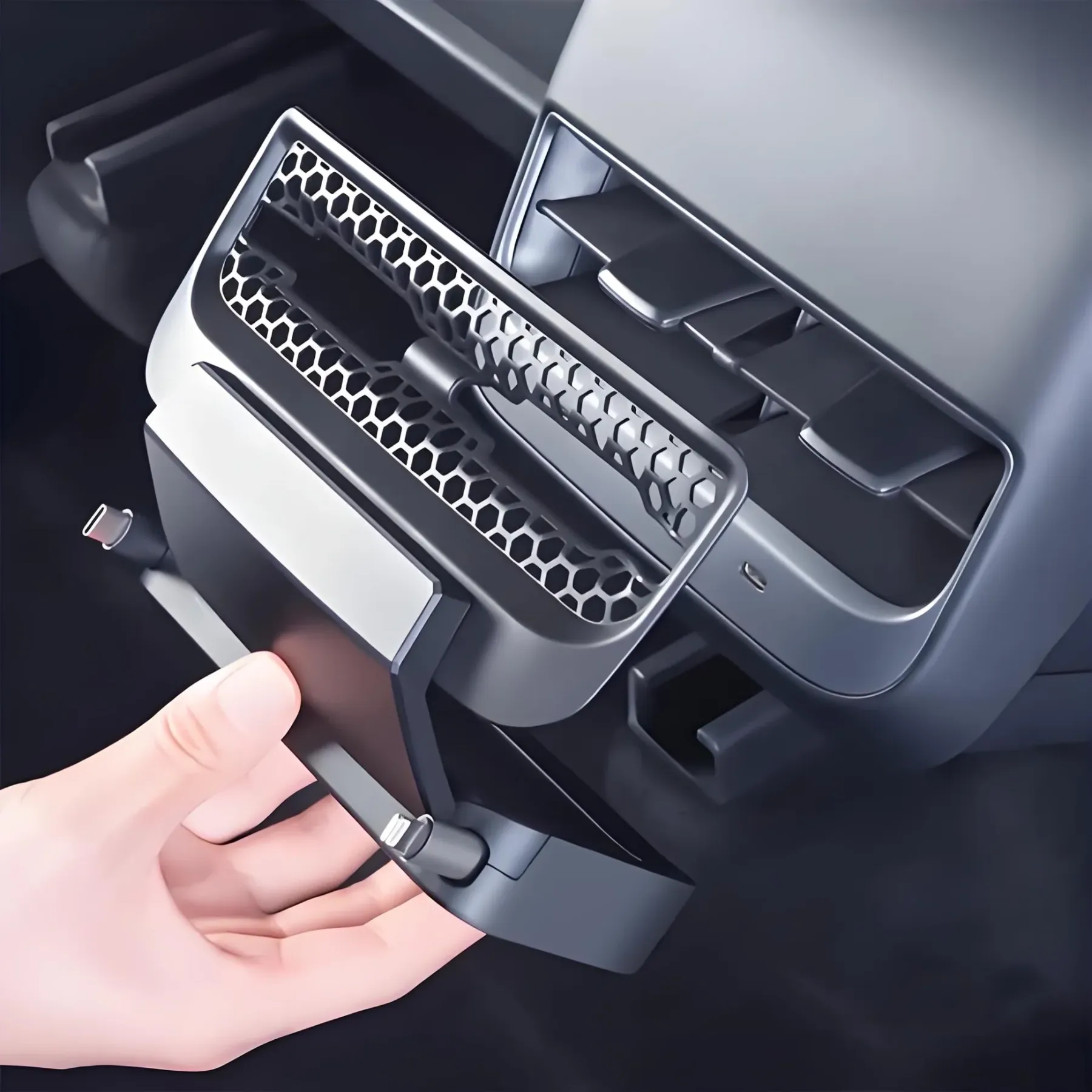 Teslula Rear Central Control Air Outlet Expansion Dock for Tesla Model 3/Y