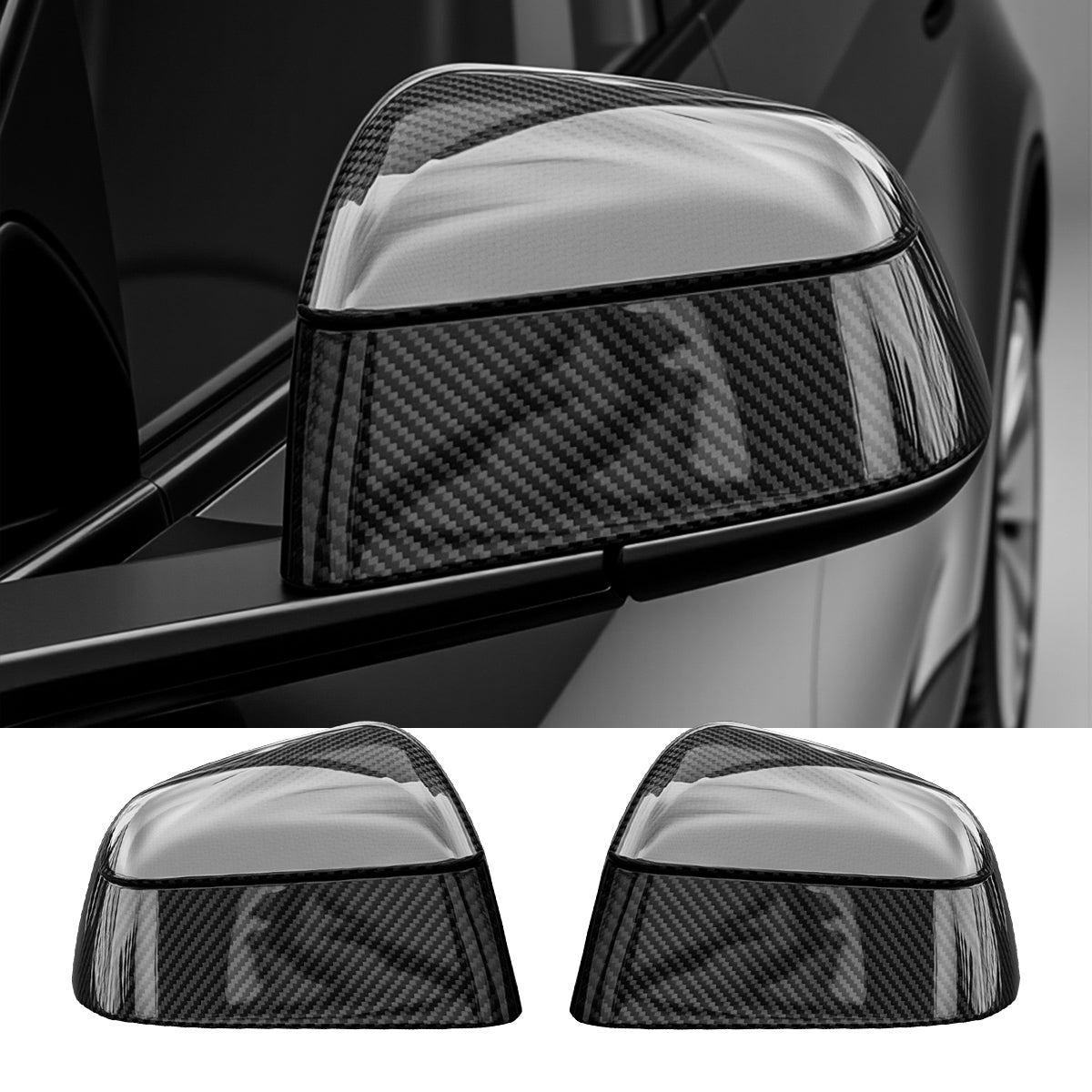 Tesla Model 3/Y Carbon Mirror Caps | Scratch-Proof&OEM Fit Protection