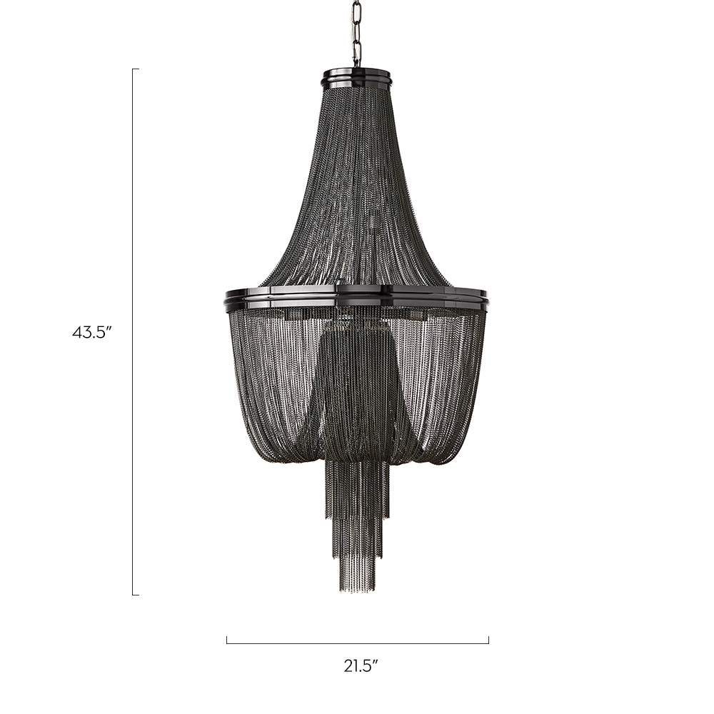 Rue Metal Chain Chandelier 40"H - Graphite
