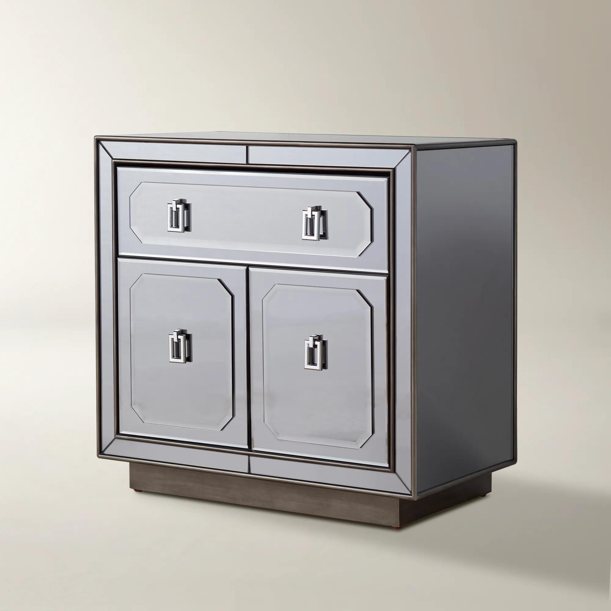 Maddox Mirrored Grey 1-Drawer Nightstand (30")