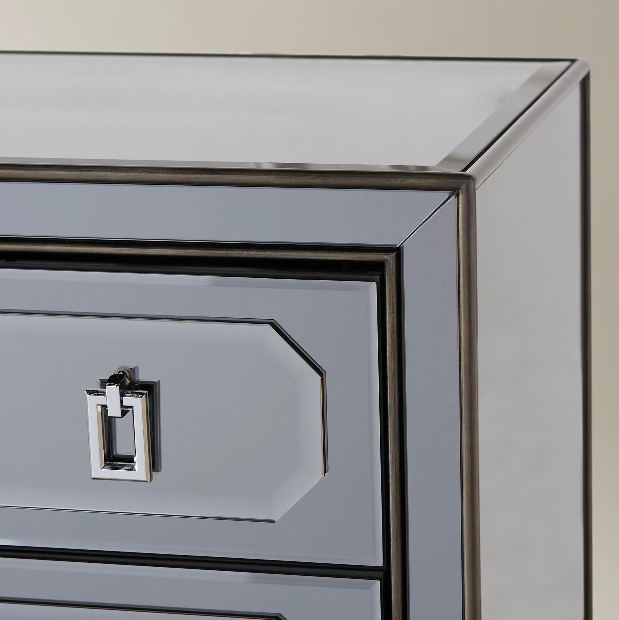 Maddox Mirrored Grey 1-Drawer Nightstand (30")
