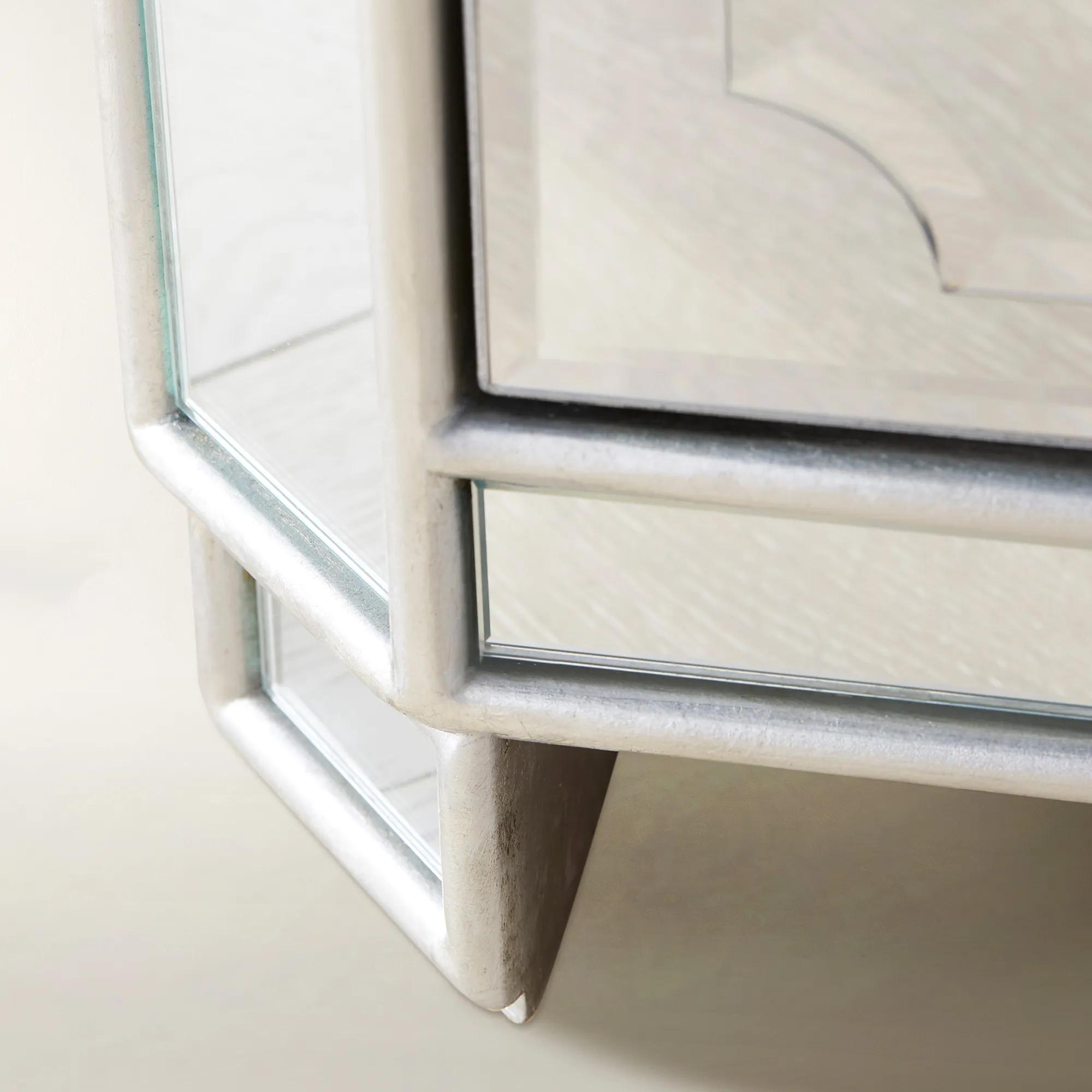 Simplicity Mirrored Silver 5-Drawer Tall Dresser (36")