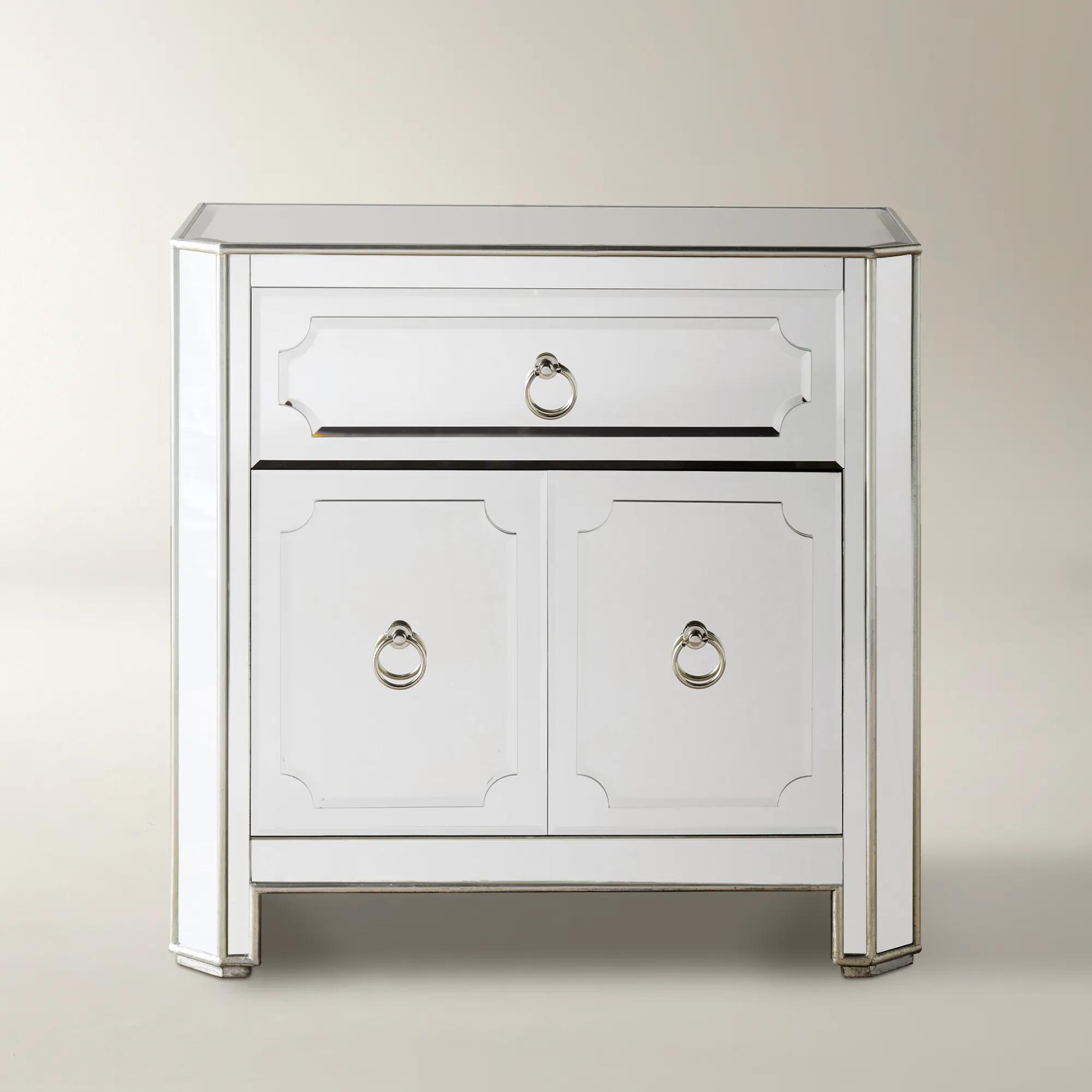 Simplicity Mirrored Silver 1-Drawer Nightstand (30")