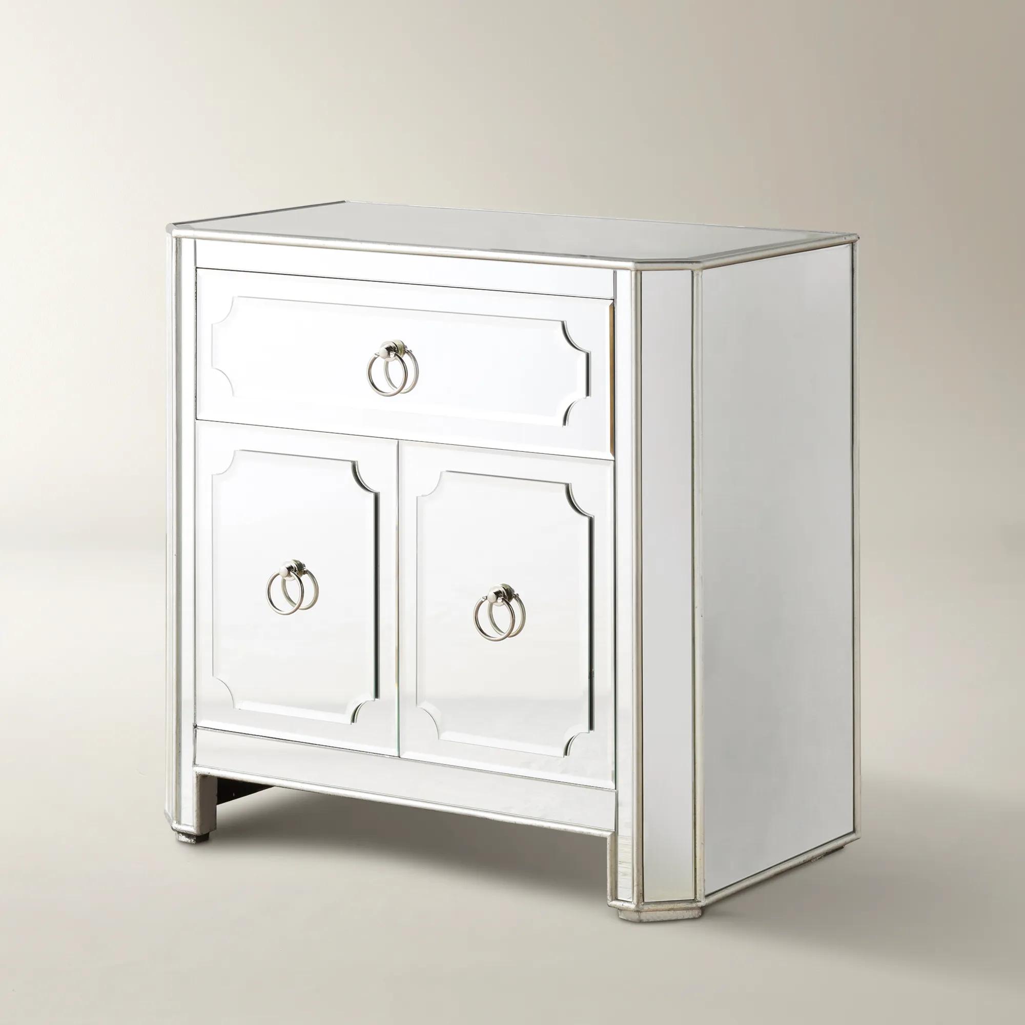 Simplicity Mirrored Silver 1-Drawer Nightstand (30")