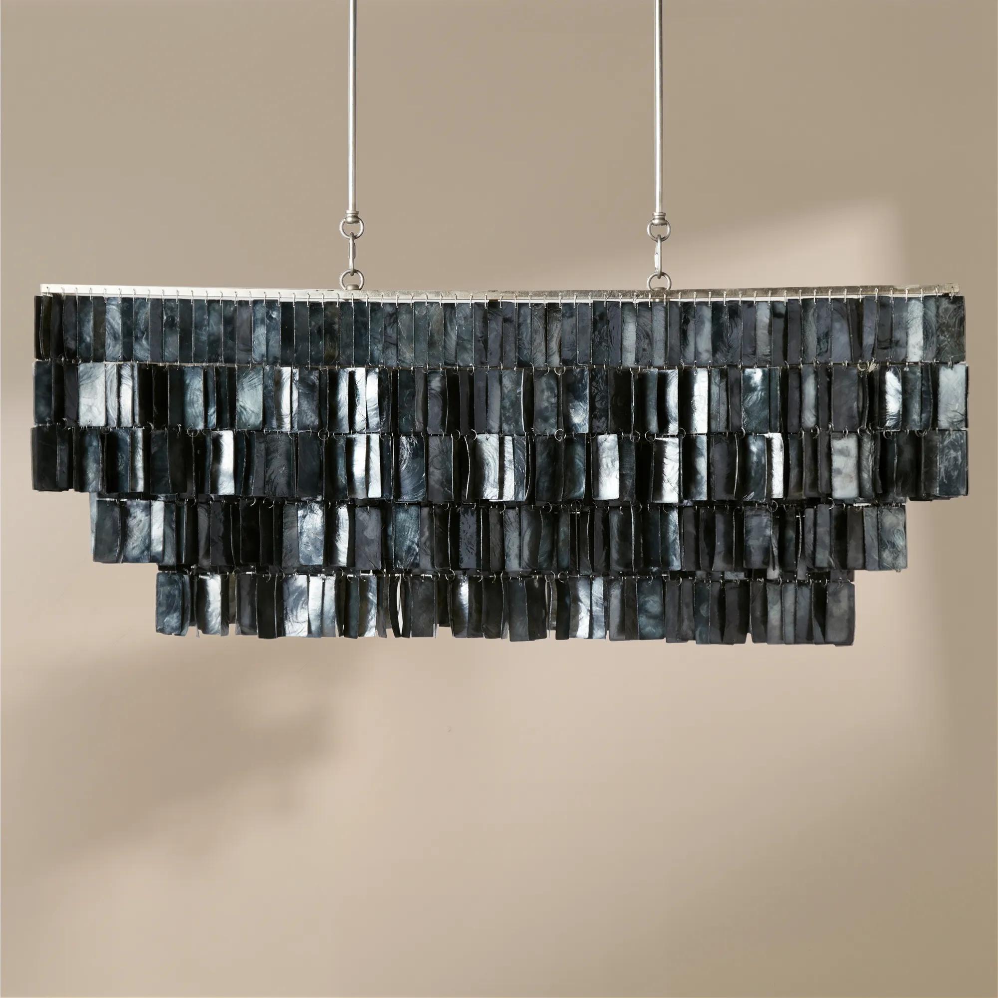 Capiz Chandelier 39" - Graphite