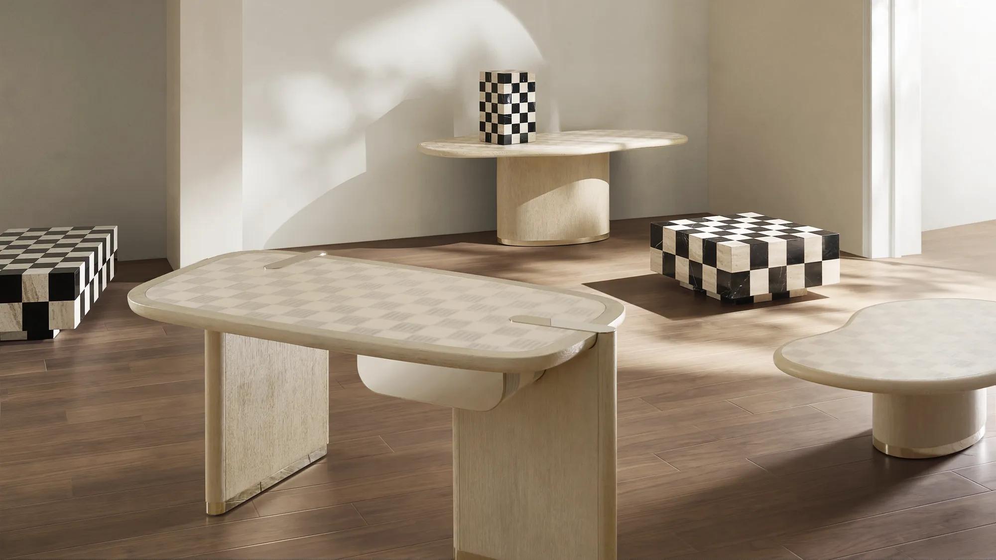 Chessa Square Chequered Marble Coffee Table (31.9