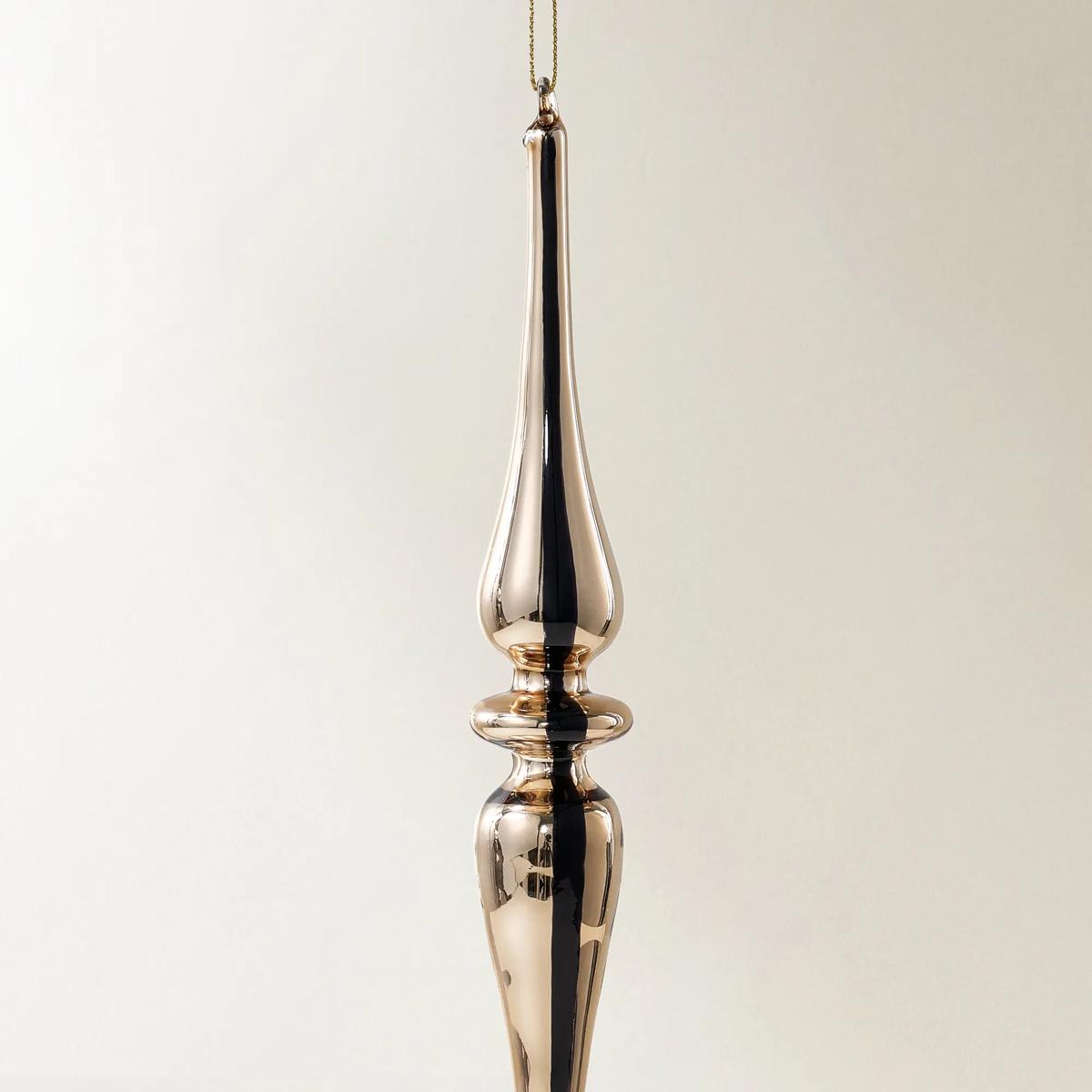 Gold Stripe Finial Ornament - Set of 4