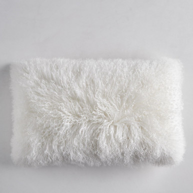 Mongolian Lumbar Pillow 16" x 26"- White