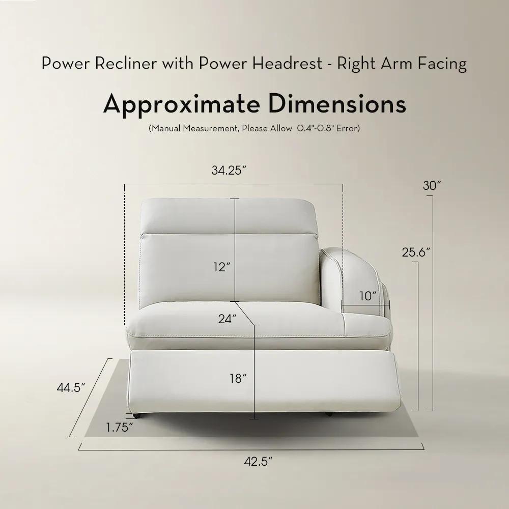 Terra Frost Leather Right-Arm Chair With Power Headrest | Z Gallerie