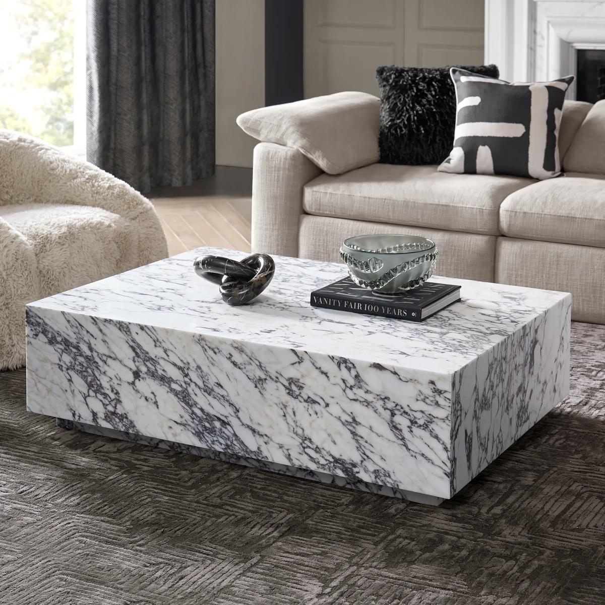 Vanta Rectangular Viola Calacatta Marble Coffee Table (54