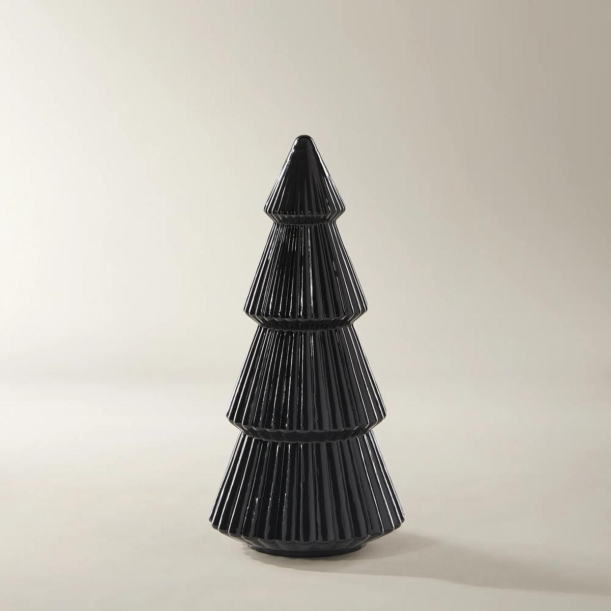 Black Glass Tree Set of 2 - 10" & 11"