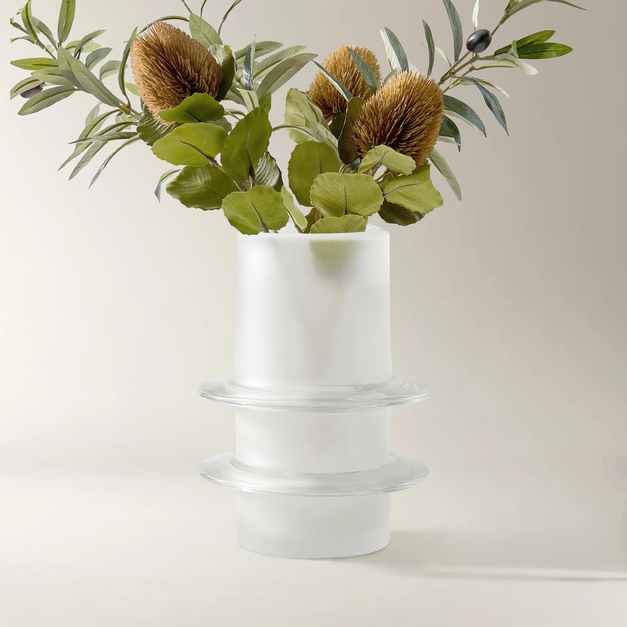 Pierre Glass Vase - Frosted White