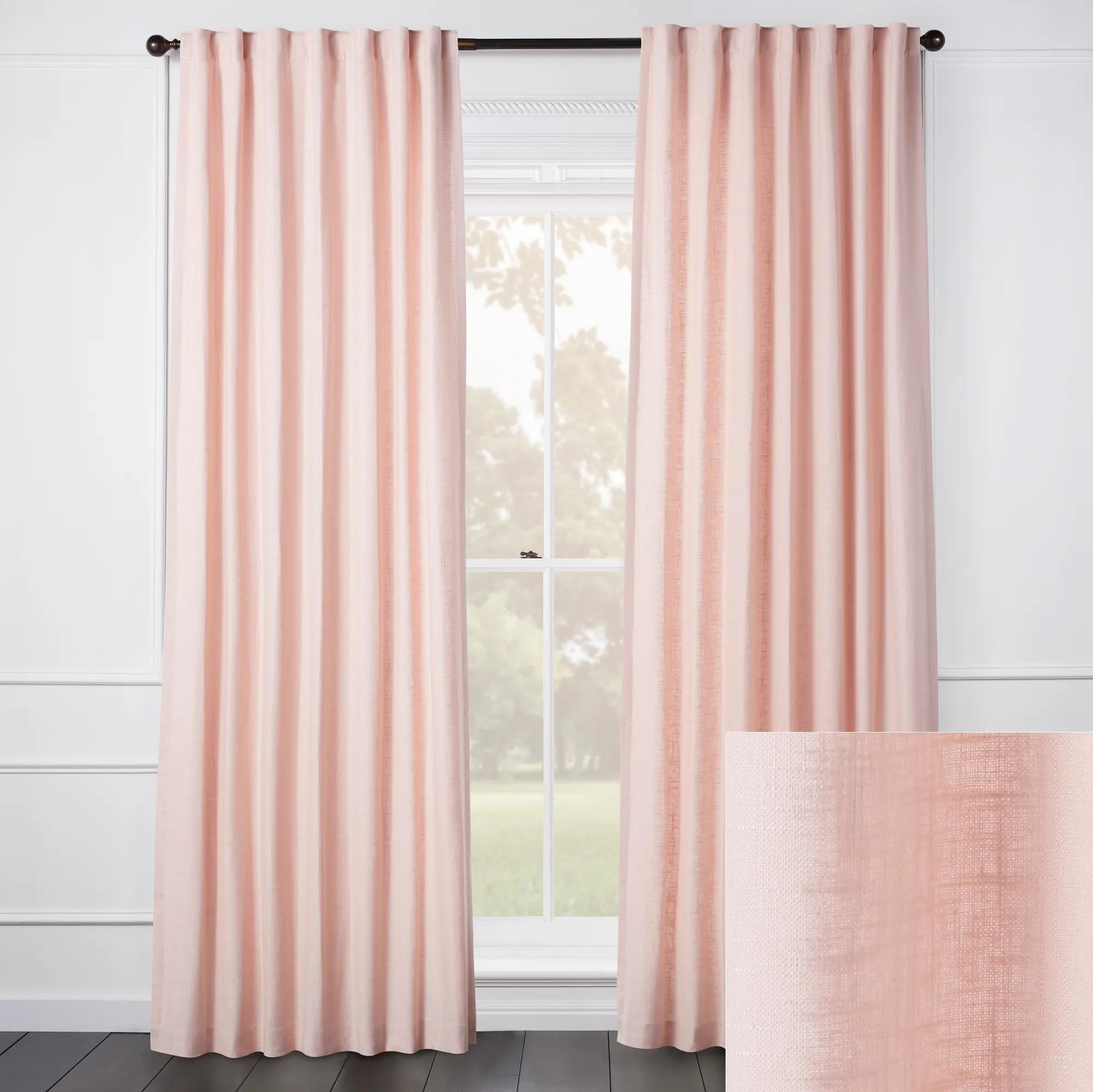 Audrey Linen Blush Curtain - Custom