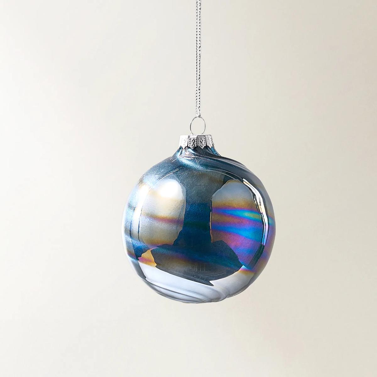 Iridescent Black Glass Ornament - Set of 6