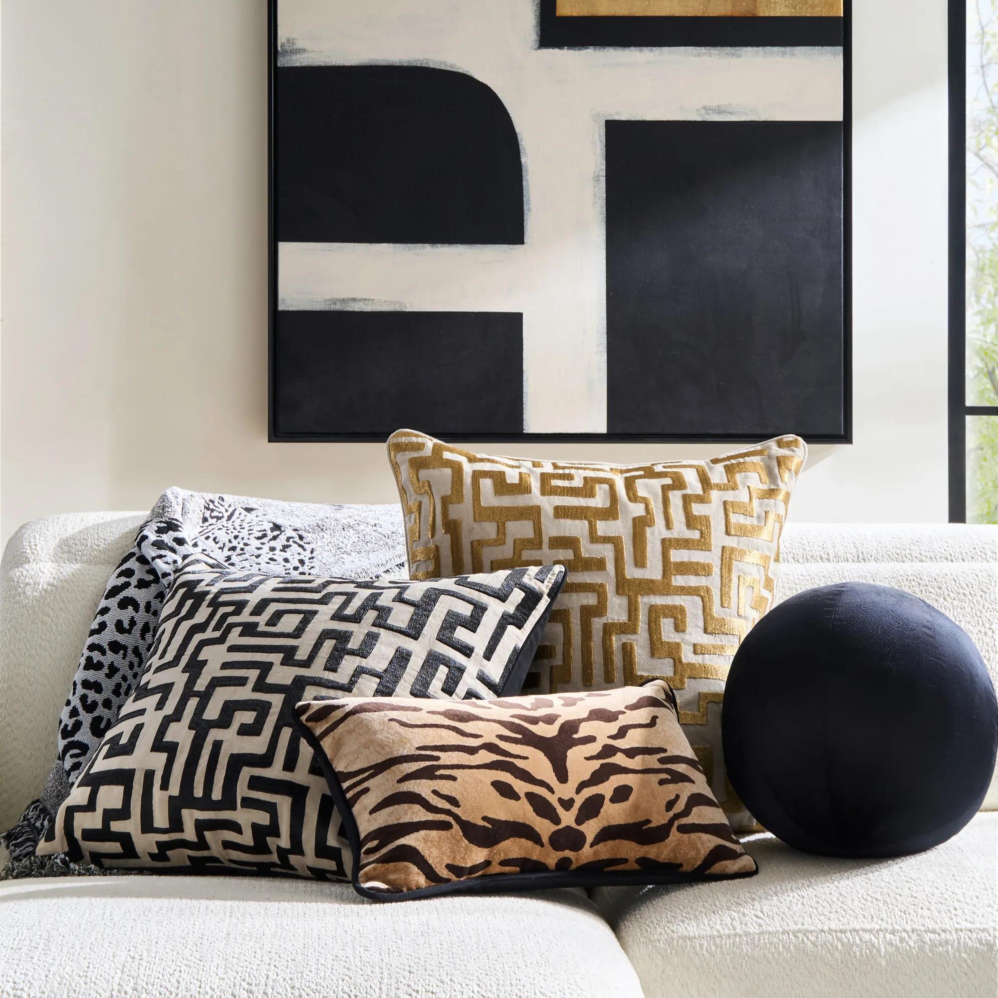 Mod Maze Pillow 22" - Gold