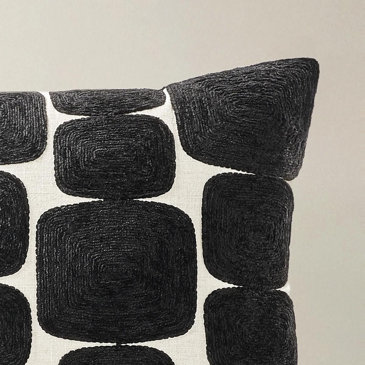 Kylen Embroidered Lumbar 24" x 14" - Black