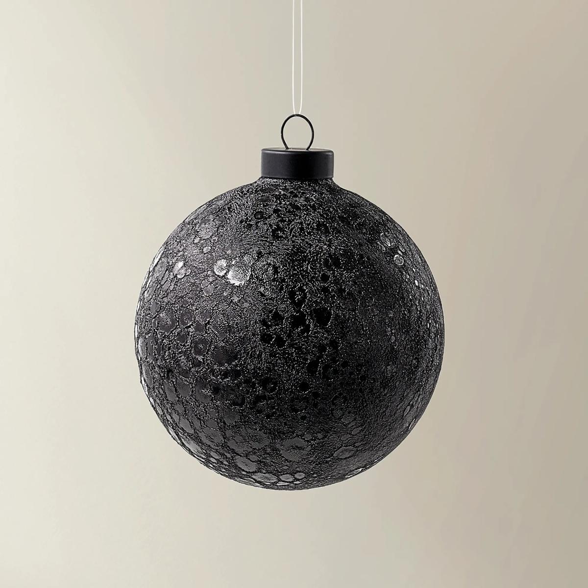 Black Textured Glass Ornament - Set of 4