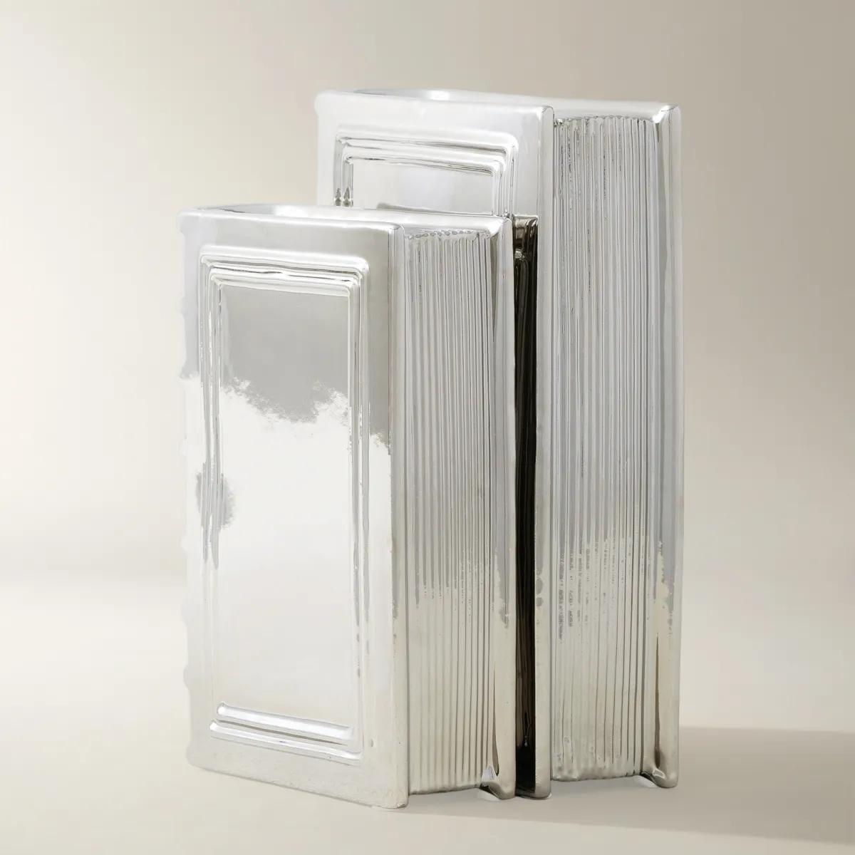 Ceramic Bookends - Silver
