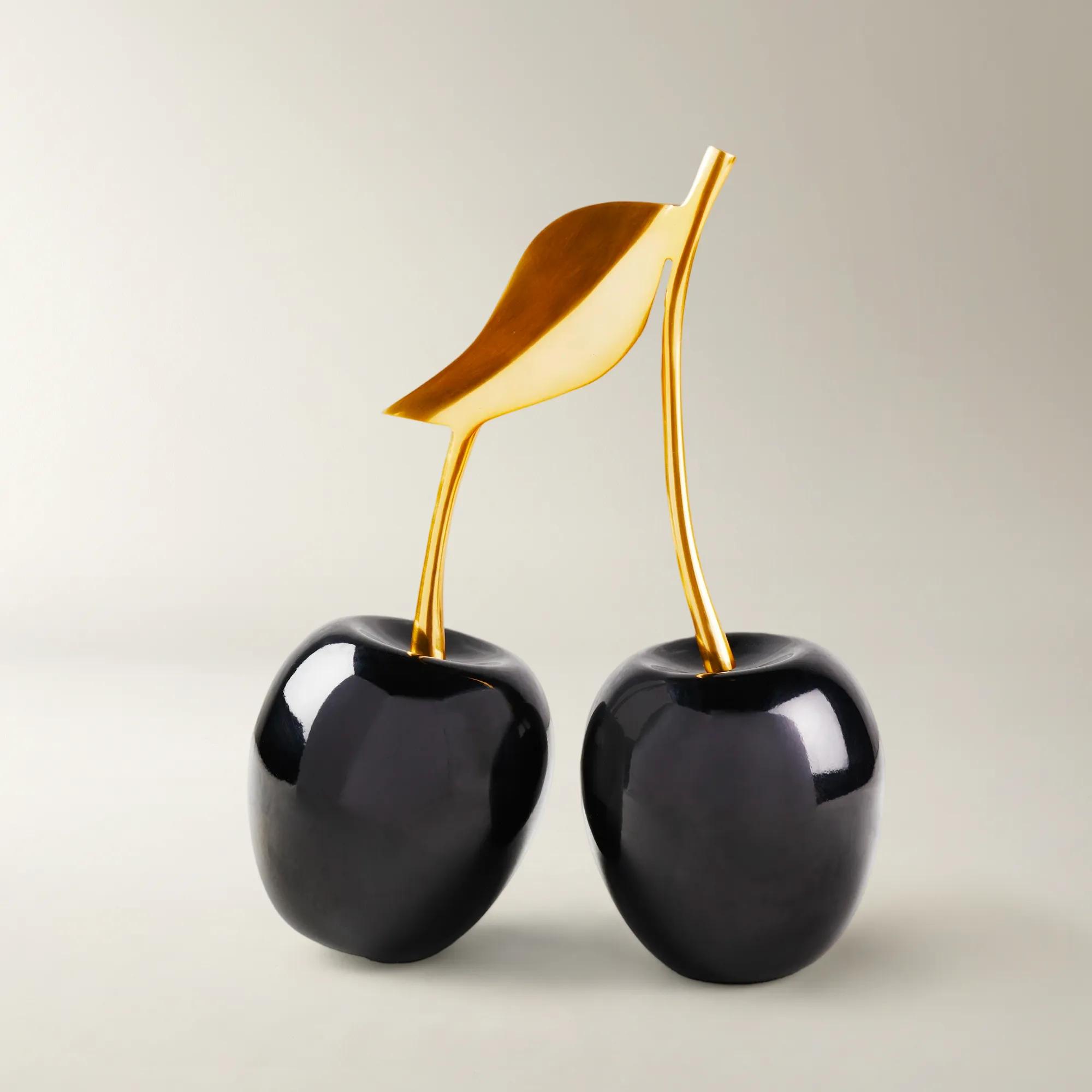 靴 JEWELRY BLACK CHERRY / CHERRY Gold/Black Oversized Cherries