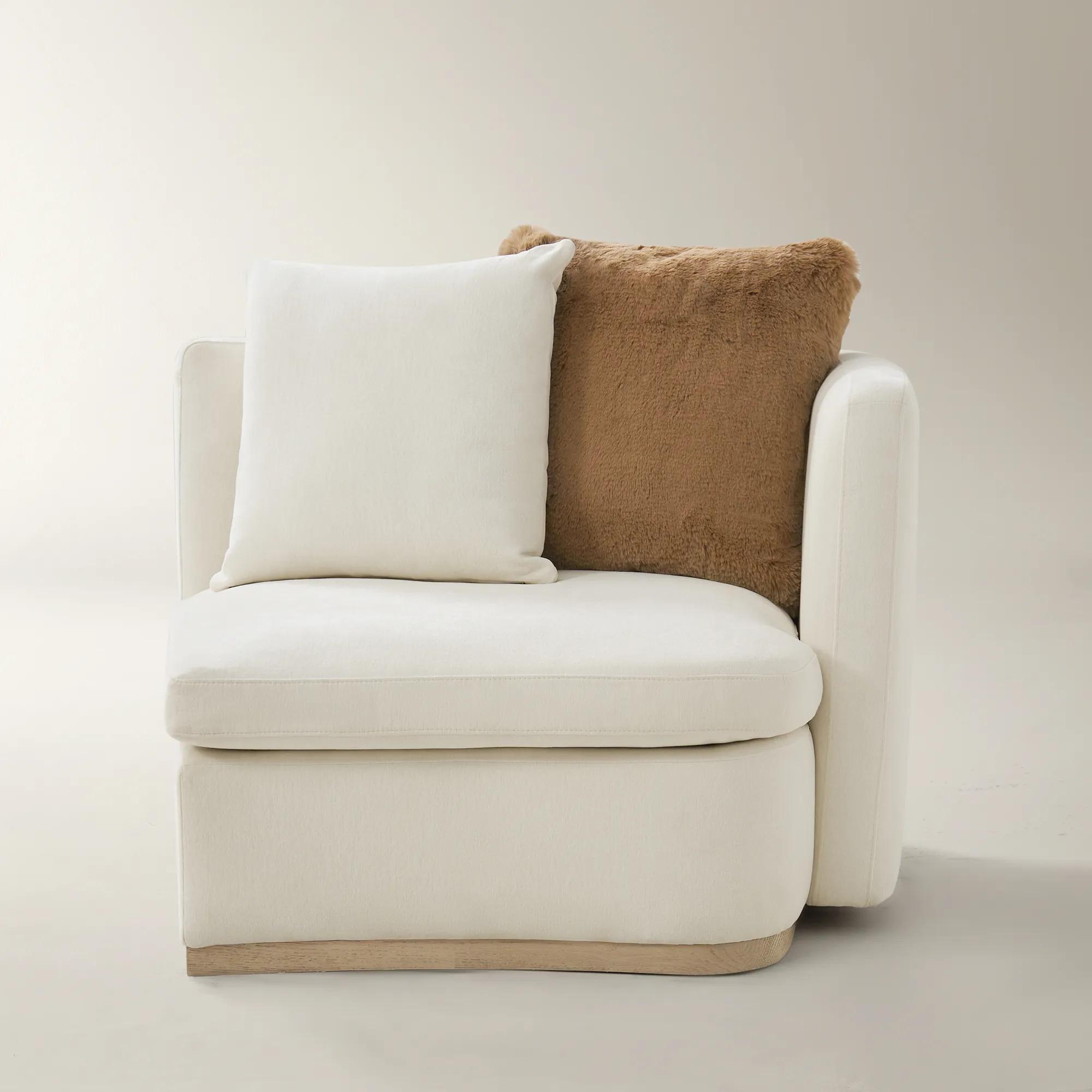 Stria Ivory Chenille Right-Arm Chair | Z Gallerie