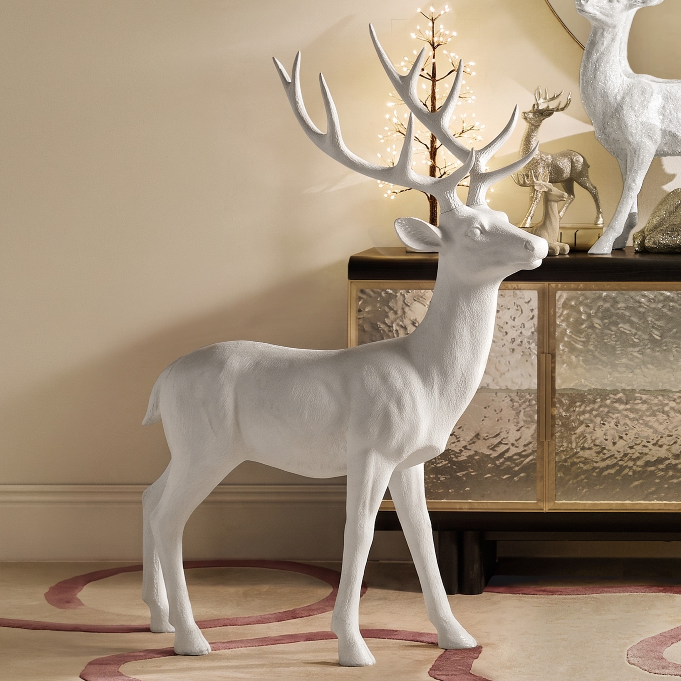 Majestic Deer White Resin 48.75"
