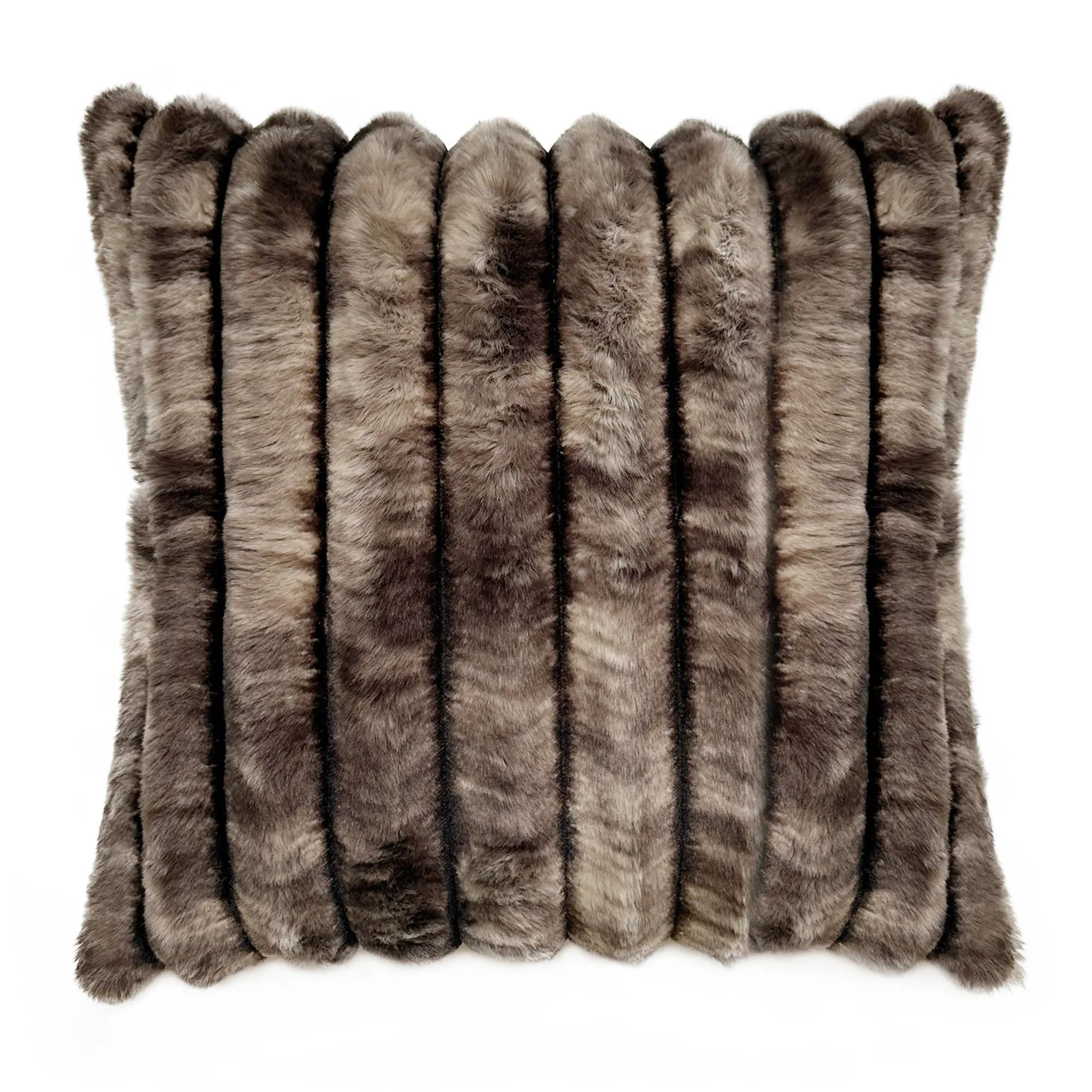 Channel Chocolate Brown Faux Fur Pillow 20x20 | Z Gallerie