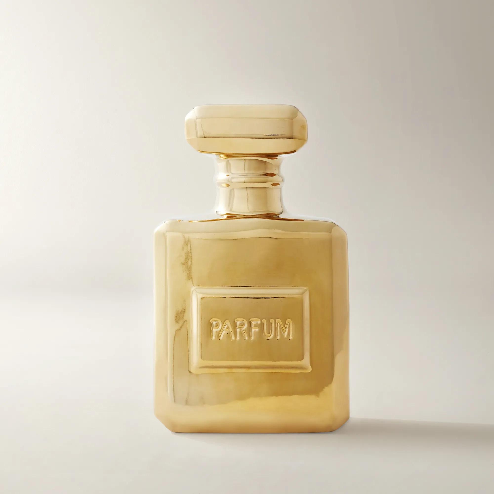 Parfum Bottle Gold Ceramic High Gloss Coin Bank