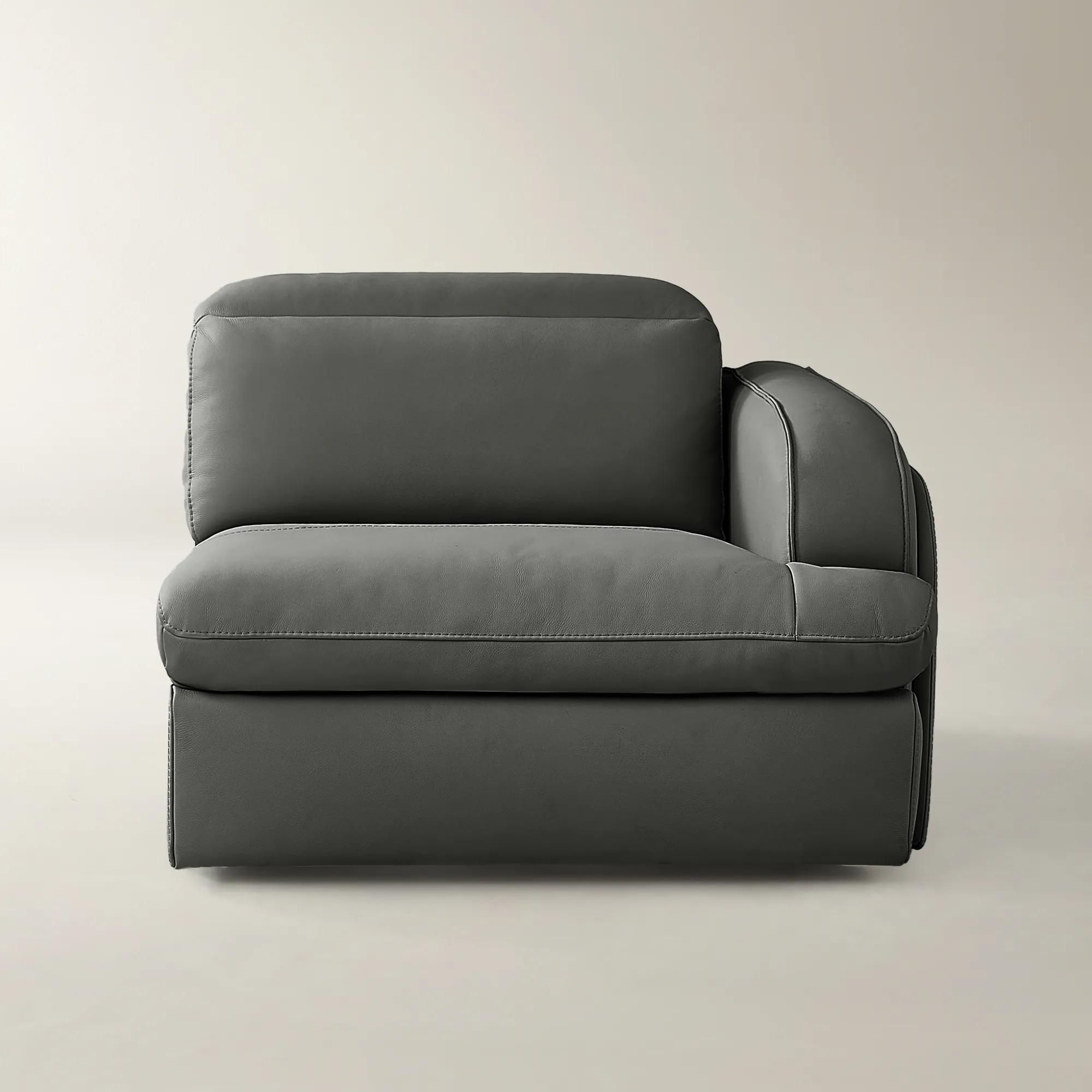 Terra Charcoal Leather Right-Arm Chair With Power Headrest