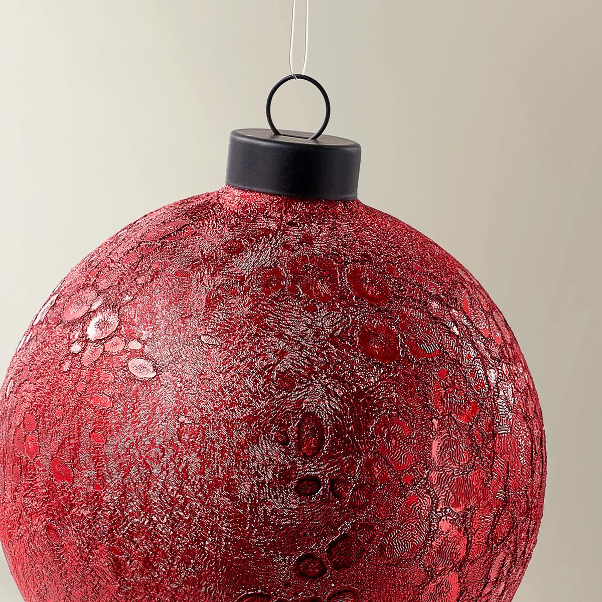 Red Textured Glass Ornament - Set of 4