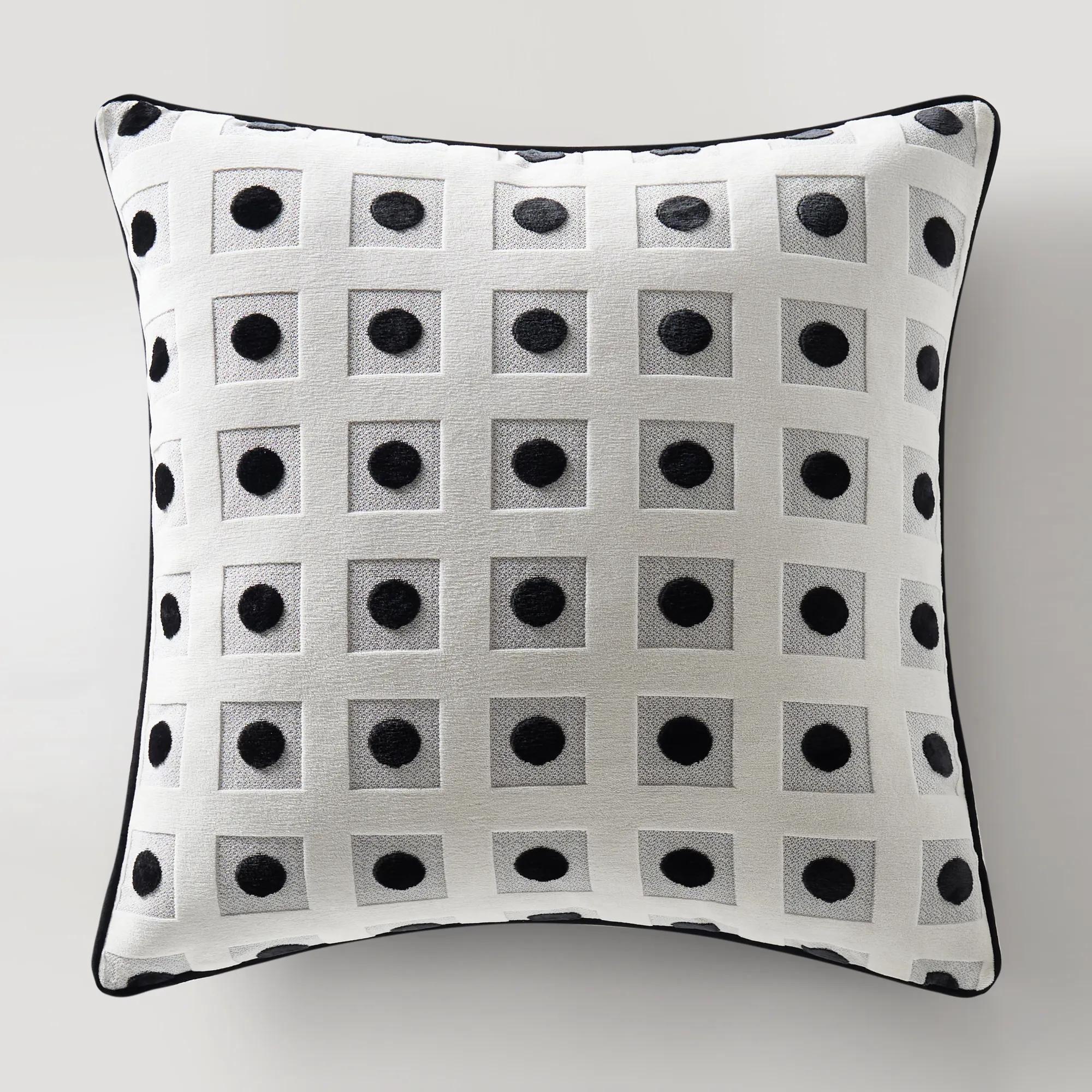 Geo Dot Pillow 22" - White/Black