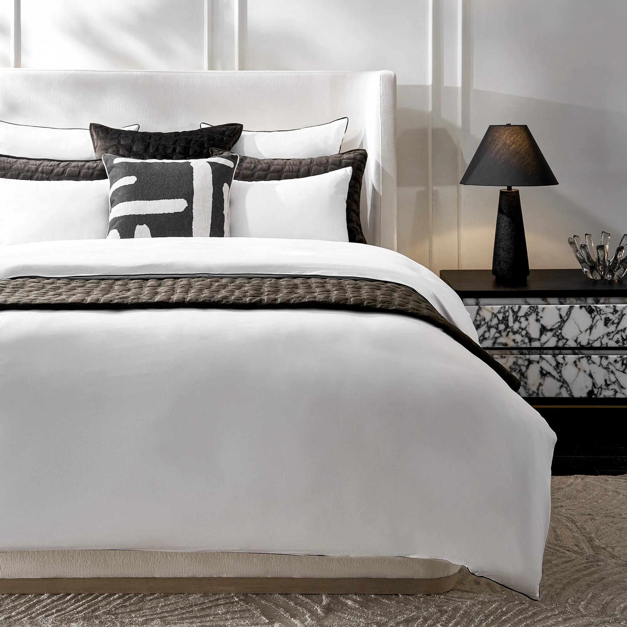 Sarla Contrast Cotton Percale Bedding Set - White/Black